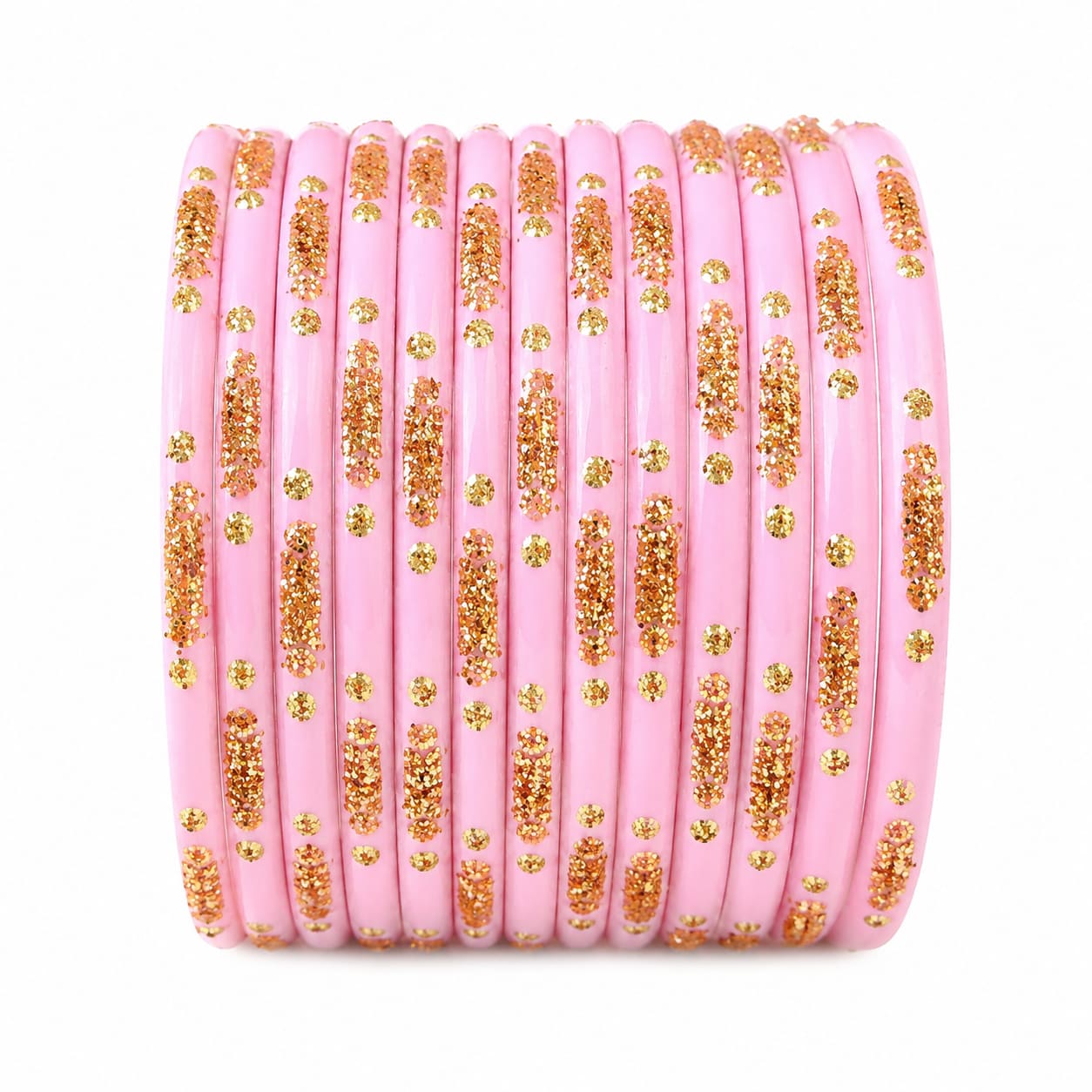 Light Pink Glass Bangles Set for Women